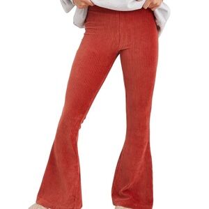 Aerie New Groove On Velour Salmon High Waisted Flare Pant Size Small